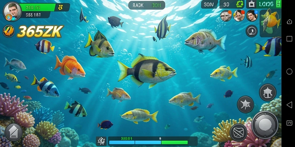 Tampilan gameplay Tembak Ikan yang menarik dan penuh warna.