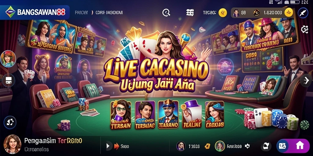 Screenshot gameplay Live Casino dengan dealer profesional.