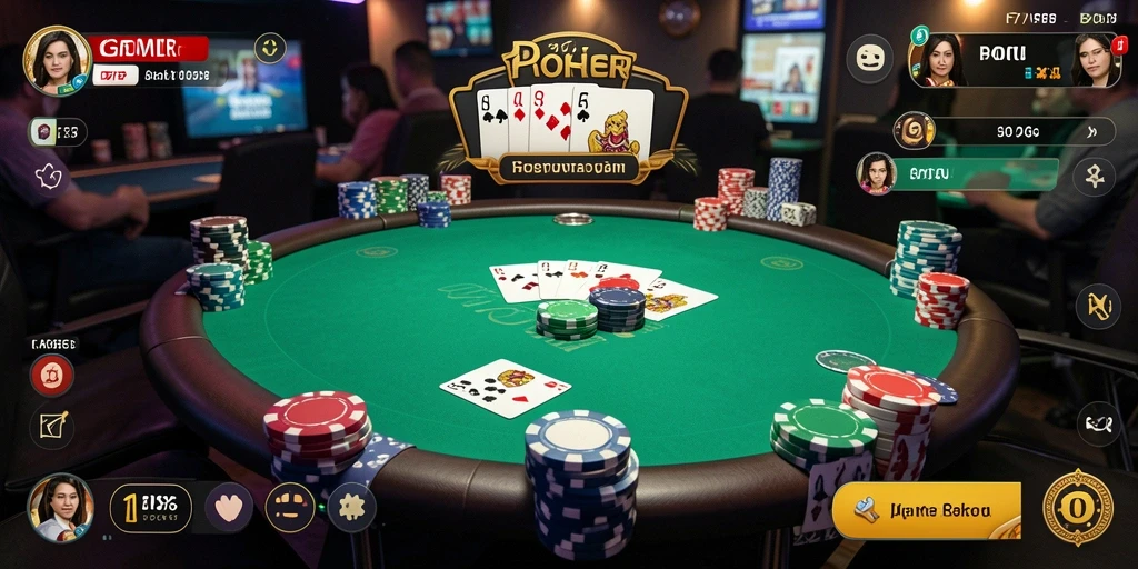 Screenshot gameplay F7F7 yang menampilkan aksi seru di meja Poker.