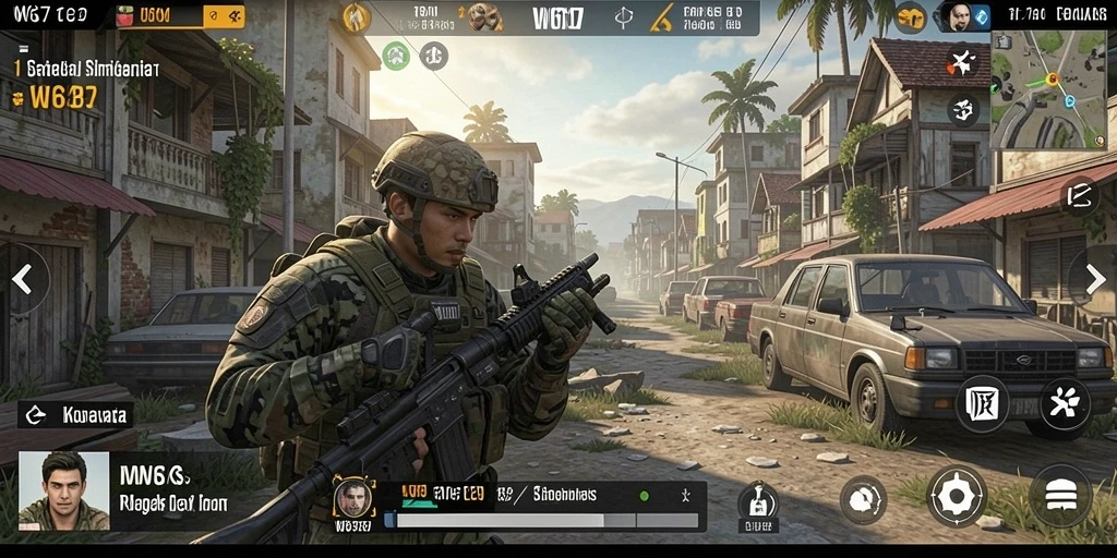 Tangkapan layar W67 menampilkan gameplay simulasi yang mendalam dan interaktif.