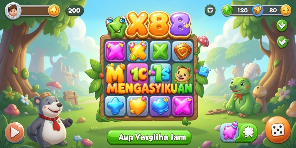 Screenshot gameplay X88 menampilkan aksi seru dalam mencocokkan item Match-3.